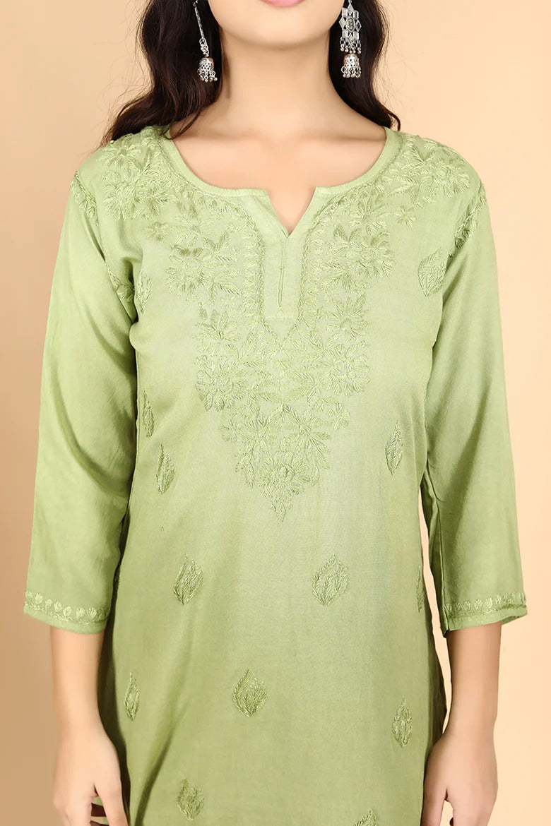 Henna Green Inaya Shaded Dyed Rayon Short Top