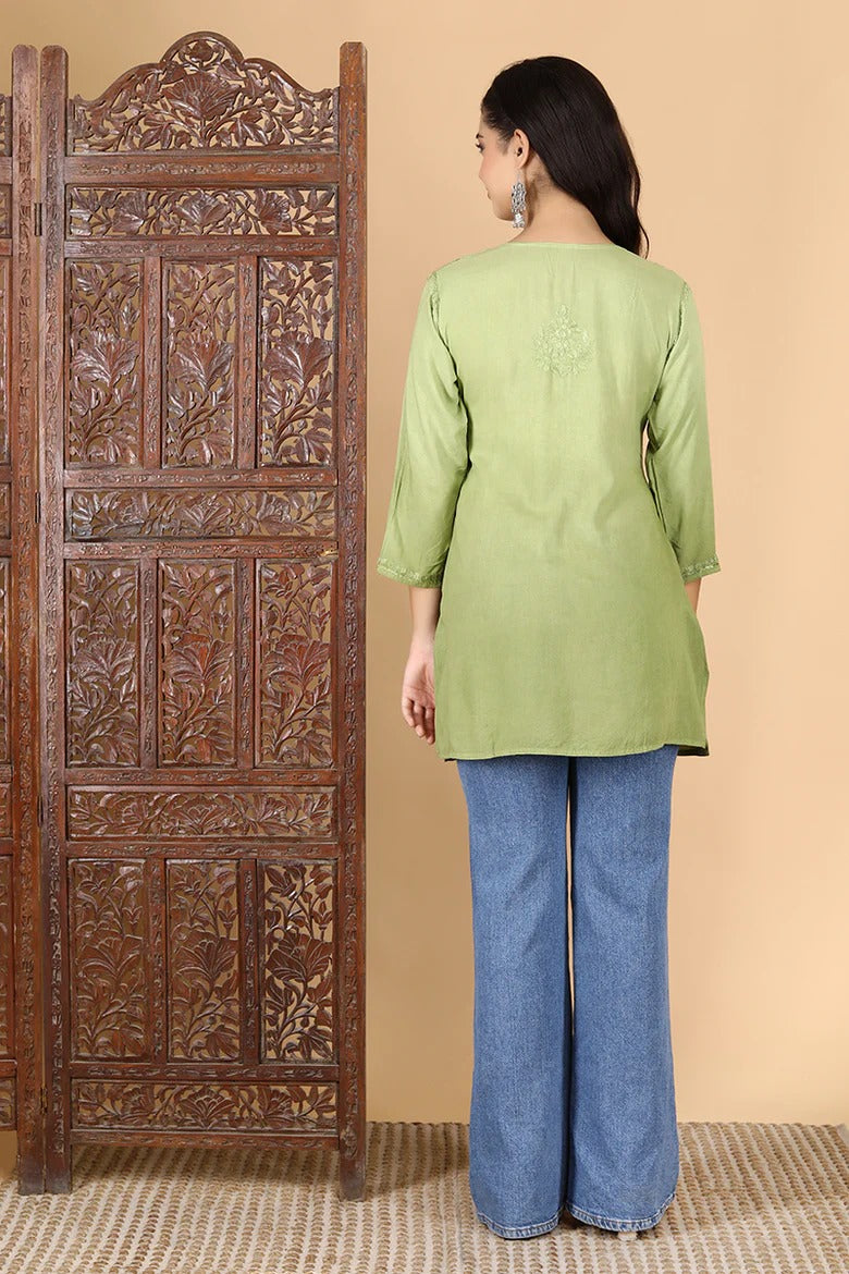 Henna Green Inaya Shaded Dyed Rayon Short Top