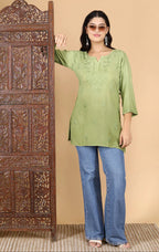 Henna Green Inaya Shaded Dyed Rayon Short Top