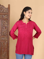 Magenta Inaya Shaded Dyed Rayon Short Top