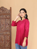 Magenta Inaya Shaded Dyed Rayon Short Top