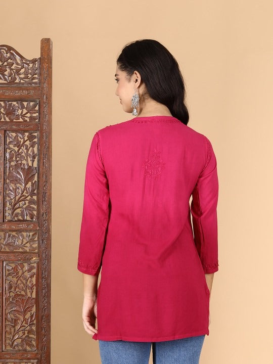 Magenta Inaya Shaded Dyed Rayon Short Top