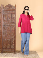Magenta Inaya Shaded Dyed Rayon Short Top