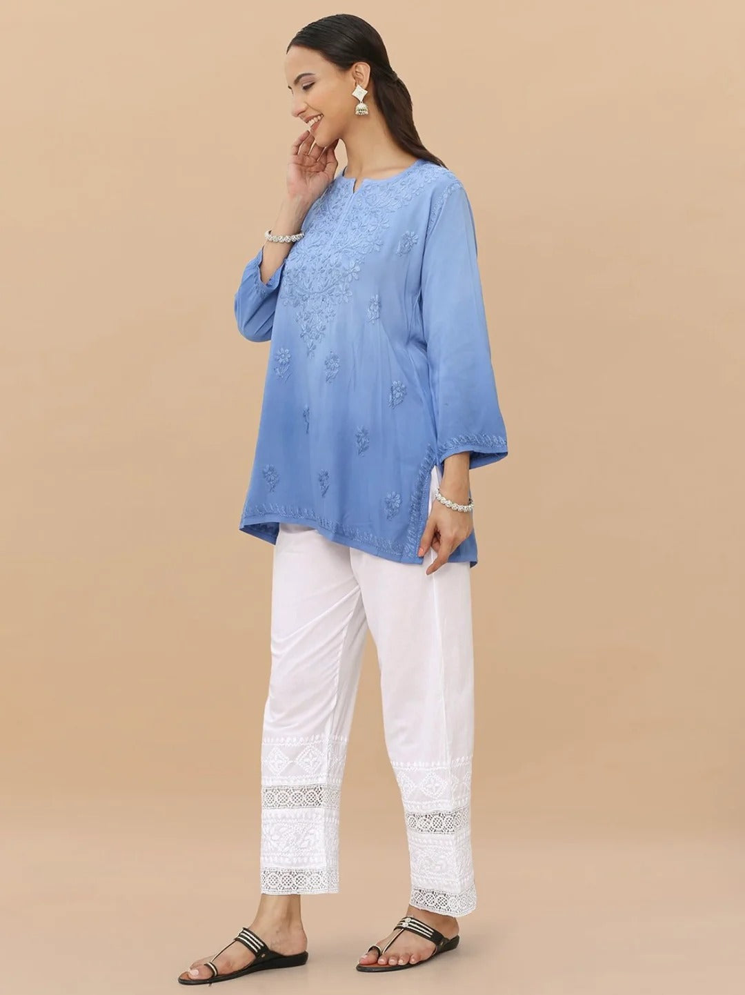 Powder Blue Inaya Shaded Dyed Rayon Short Top