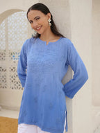 Powder Blue Inaya Shaded Dyed Rayon Short Top