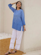 Powder Blue Inaya Shaded Dyed Rayon Short Top