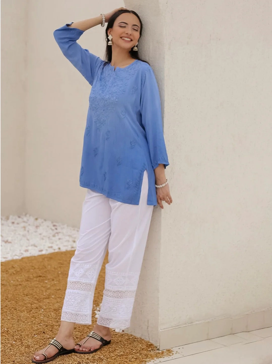 Powder Blue Inaya Shaded Dyed Rayon Short Top