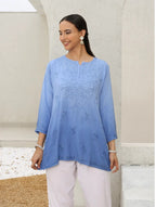 Powder Blue Inaya Shaded Dyed Rayon Short Top