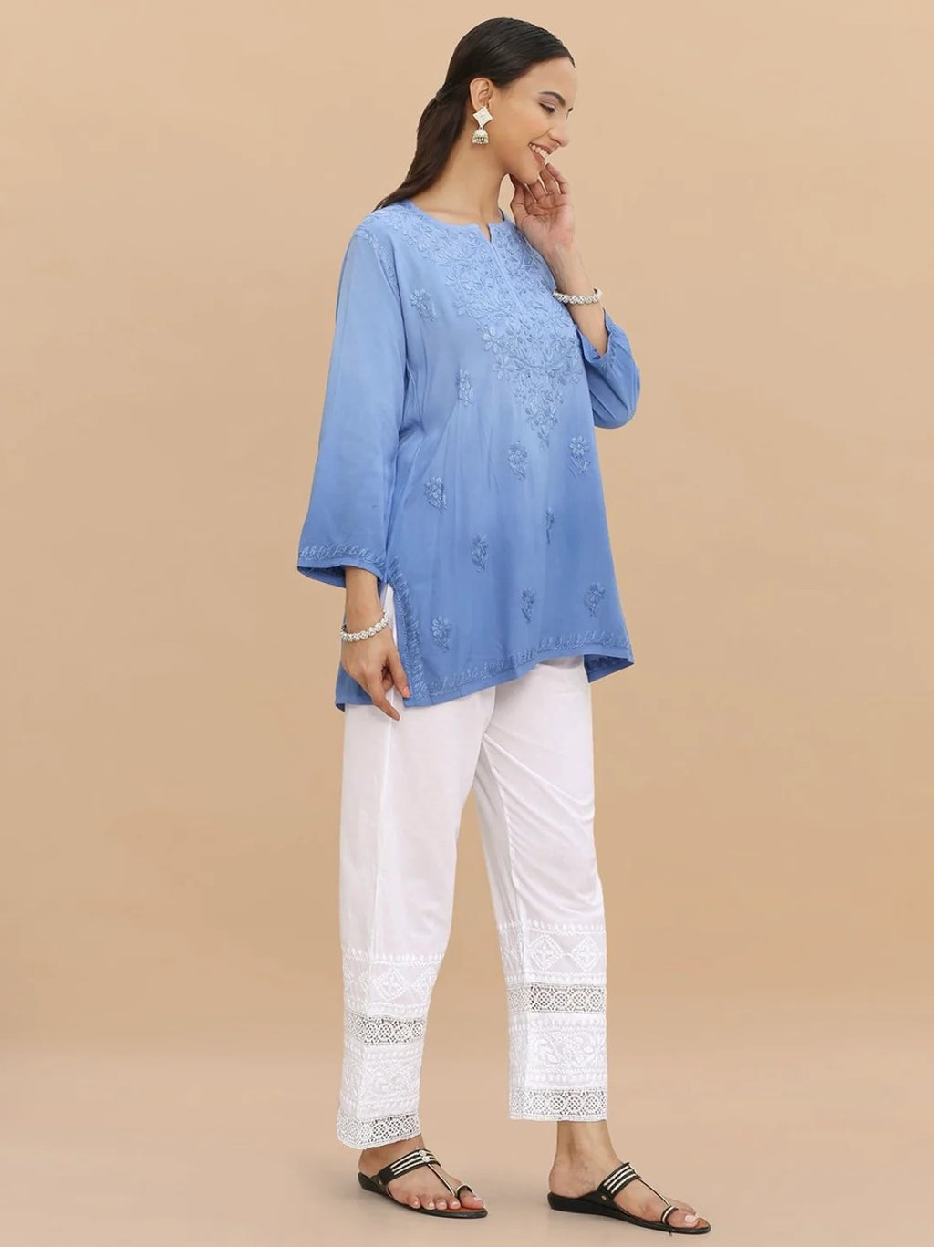Powder Blue Inaya Shaded Dyed Rayon Short Top