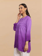 Purple Inaya Shaded Dyed Rayon Short Top
