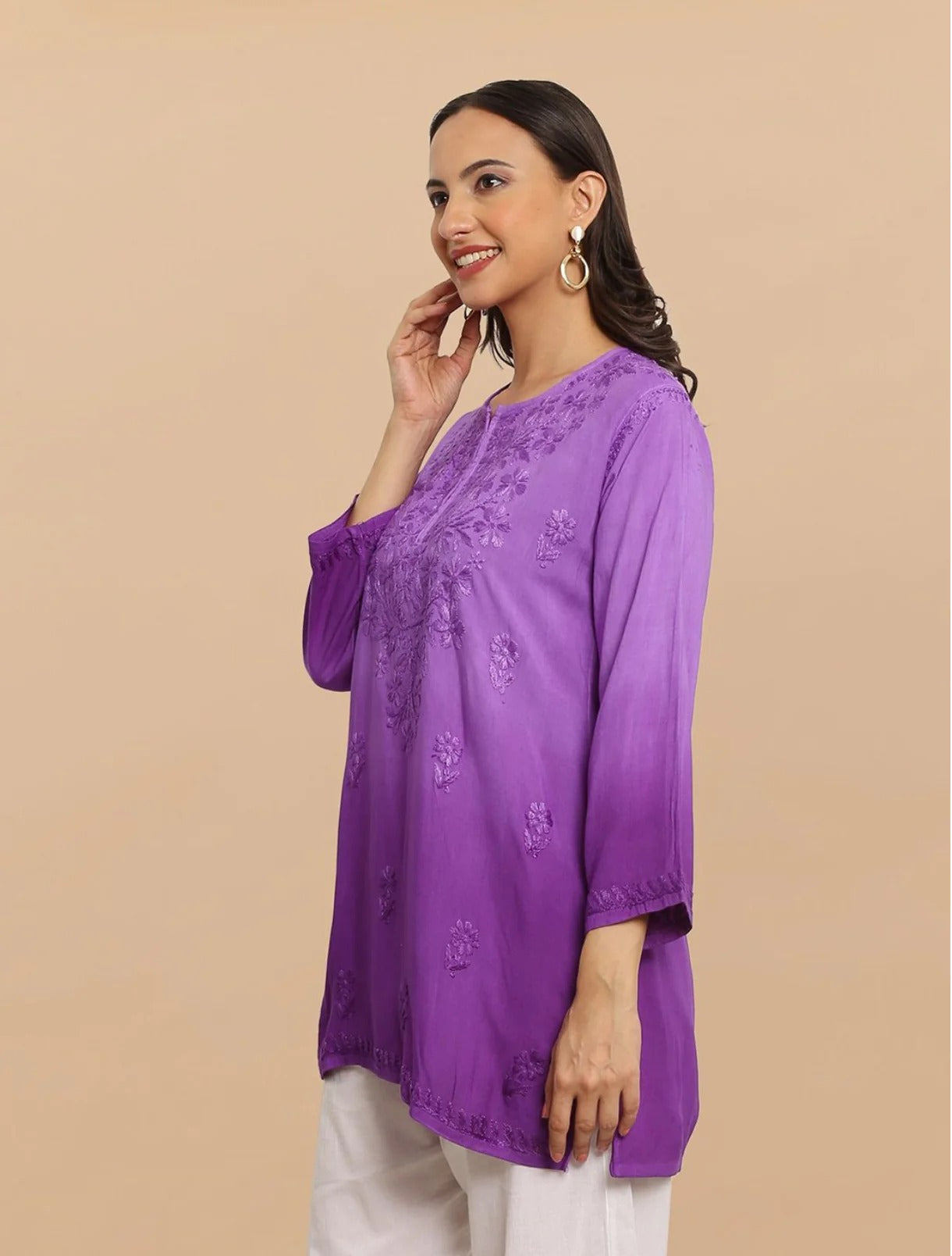 Purple Inaya Shaded Dyed Rayon Short Top