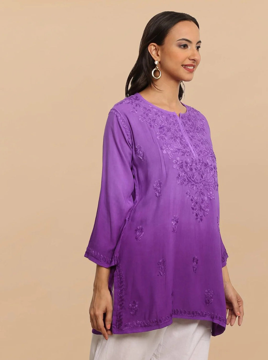 Purple Inaya Shaded Dyed Rayon Short Top