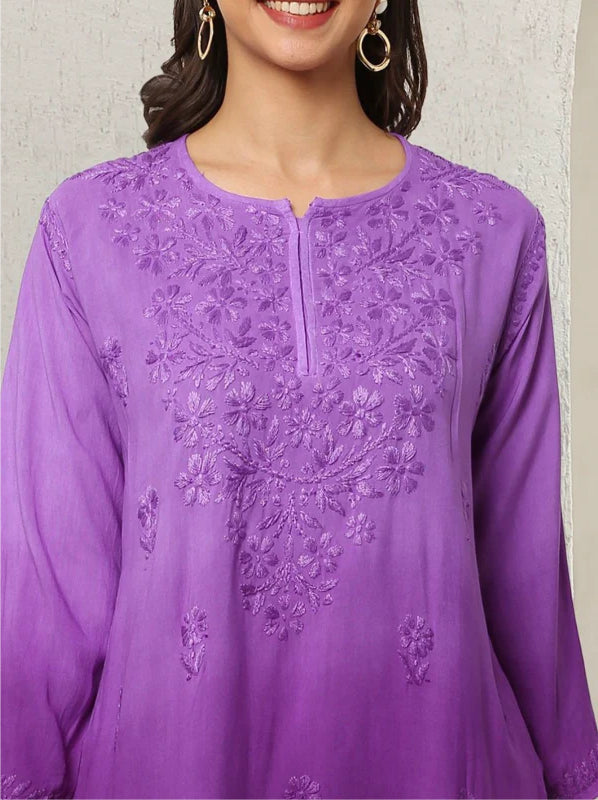 Purple Inaya Shaded Dyed Rayon Short Top