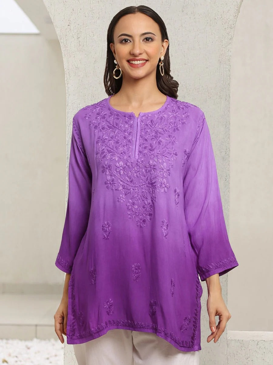 Purple Inaya Shaded Dyed Rayon Short Top