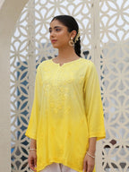 Yellow Inaya Shaded Dyed Rayon Short Top