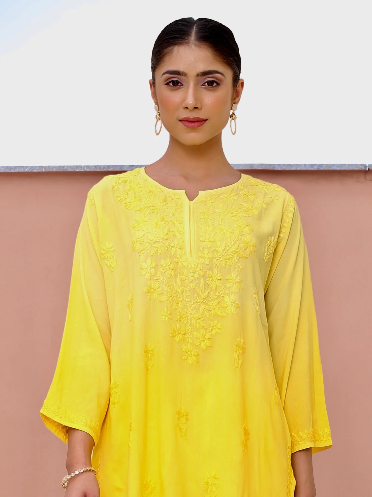Yellow Inaya Shaded Dyed Rayon Short Top