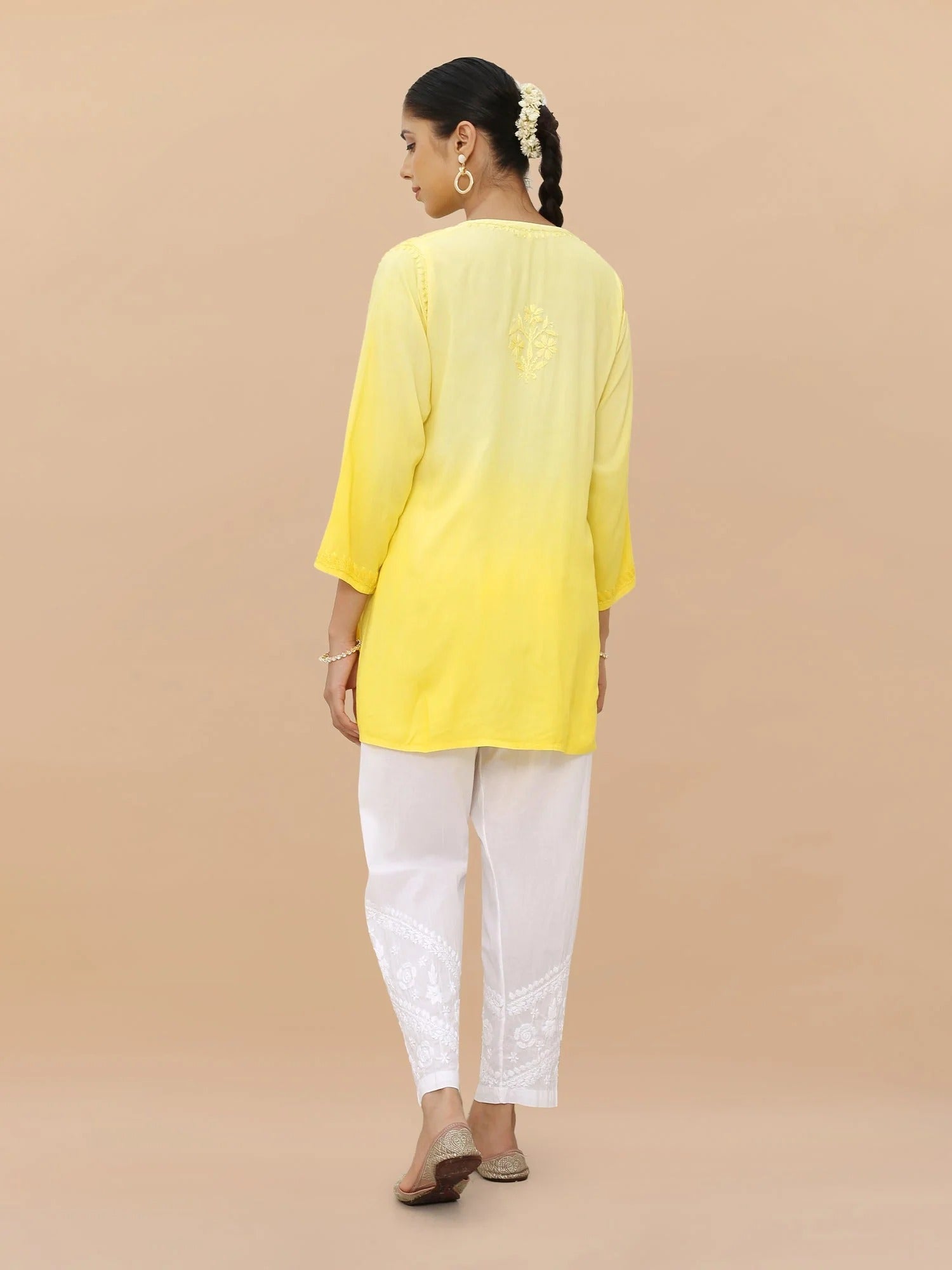 Yellow Inaya Shaded Dyed Rayon Short Top