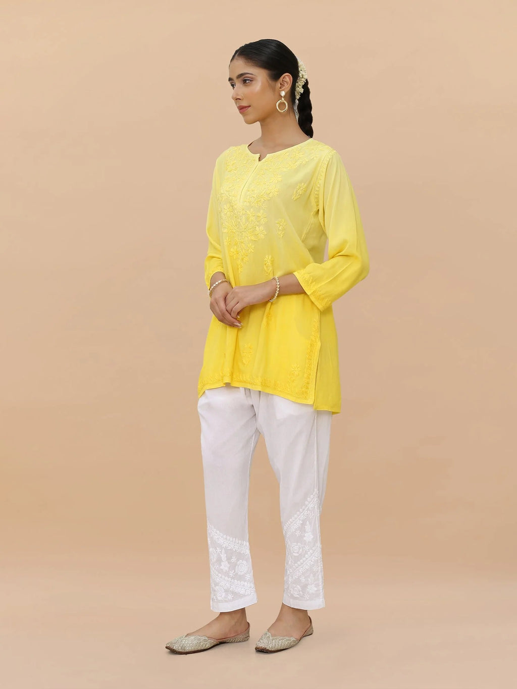 Yellow Inaya Shaded Dyed Rayon Short Top