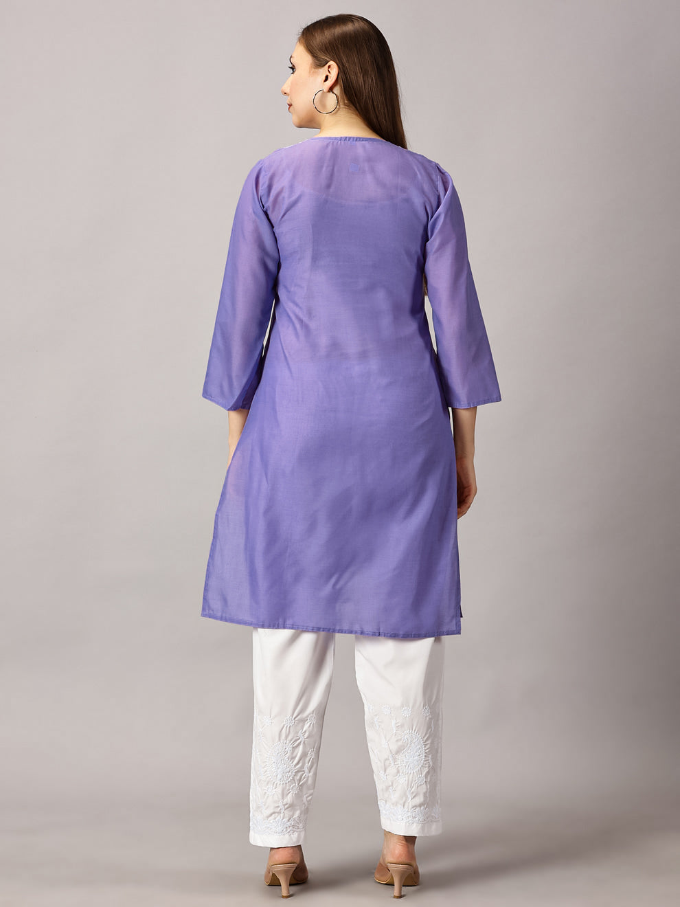 Purple Muzdah Cotton Kurti & Lycra Pant Set