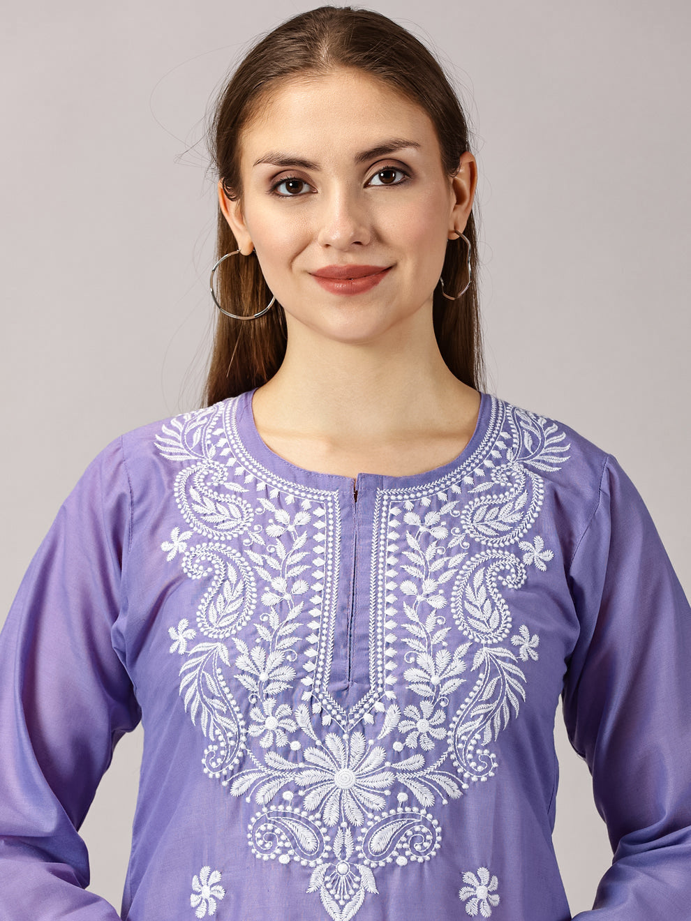 Purple Muzdah Cotton Kurti & Lycra Pant Set