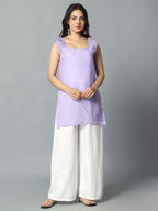 Lavender Gulbarg Mirror Work Chikankari Kurti with Inner