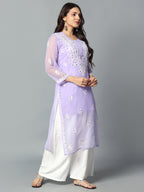 Lavender Gulbarg Mirror Work Chikankari Kurti with Inner