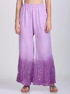 Lavender Hina Ombre Dyed Mirror Work Kurti Set