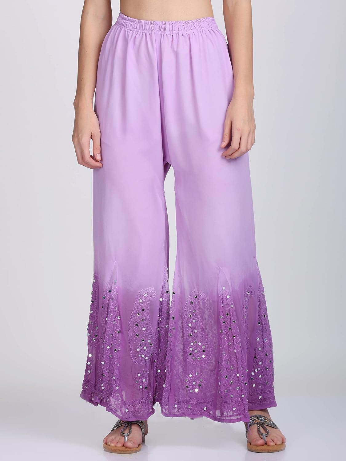 Lavender Hina Ombre Dyed Mirror Work Kurti Set