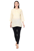 Zahra Lemon Yellow Dyed Short Rayon Chikankari Top - Comfortable & Non-Transparent Chikankari Short Kurti