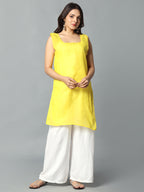 Yellow Gulbarg Mirror Work Chikankari Kurti with Inner