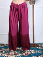 Wine Lubna Shaded Rayon Kurti, Palazzo & Dupatta Set