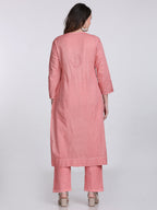 Nude Coral Kubra Dyed Cotton Kurti & Pant Set