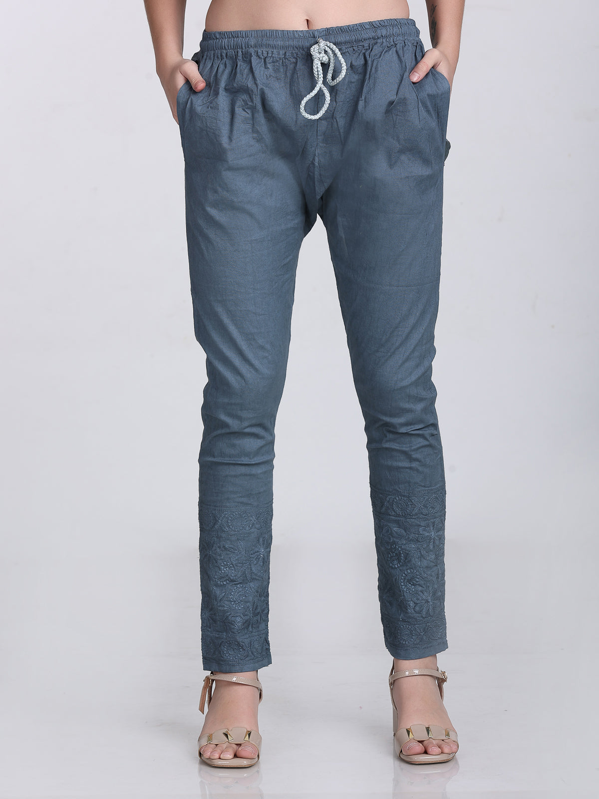 Gray Kubra Dyed Cotton Kurti & Pant Set