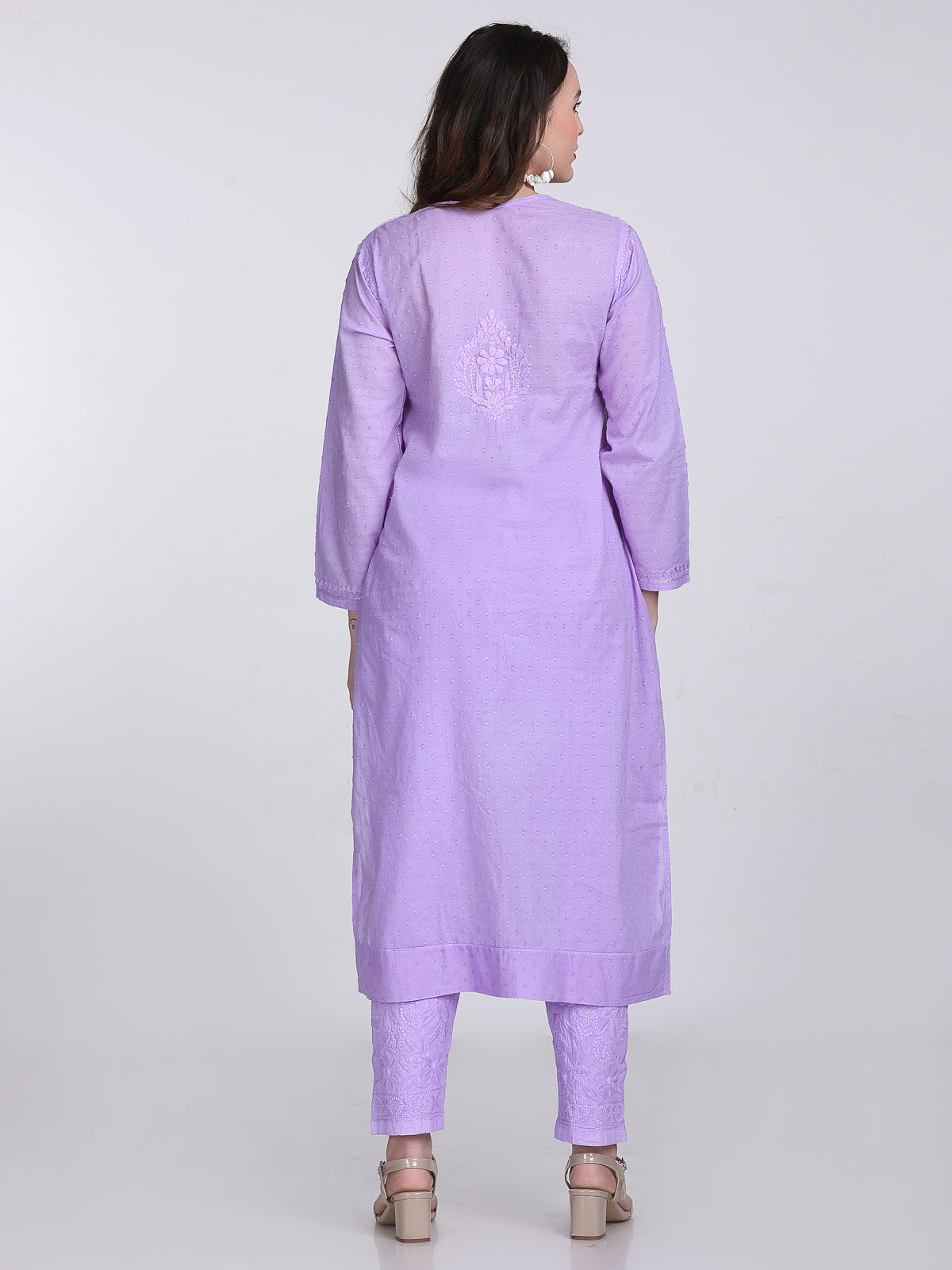 Purple Kubra Dyed Cotton Kurti & Pant Set