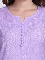 Purple Kubra Dyed Cotton Kurti & Pant Set