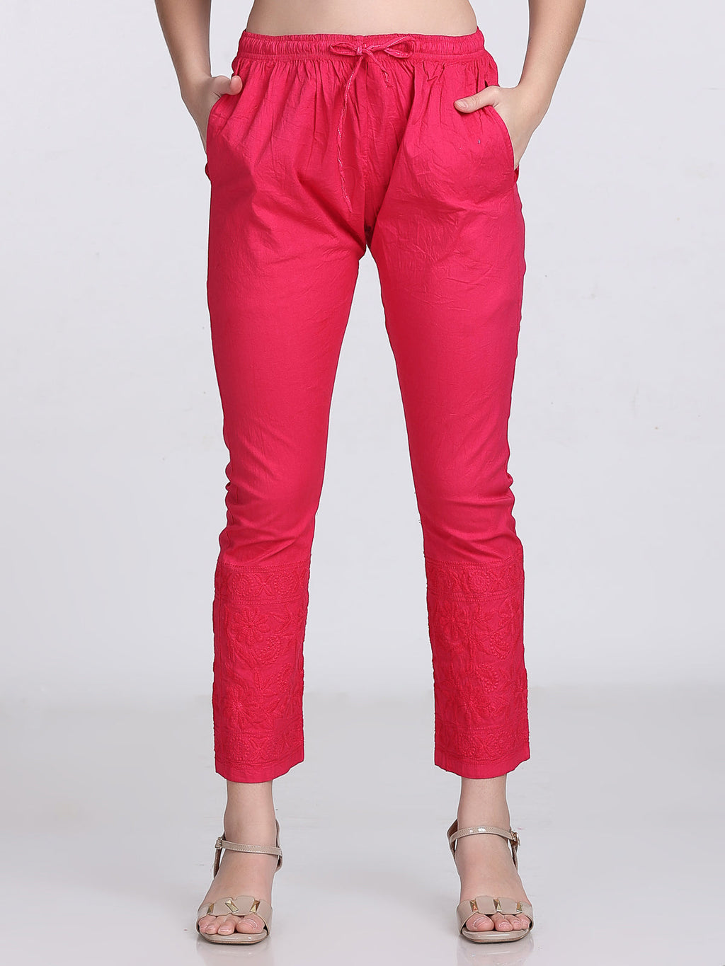 Magenta Kubra Dyed Cotton Kurti & Pant Set
