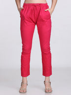 Magenta Kubra Dyed Cotton Kurti & Pant Set