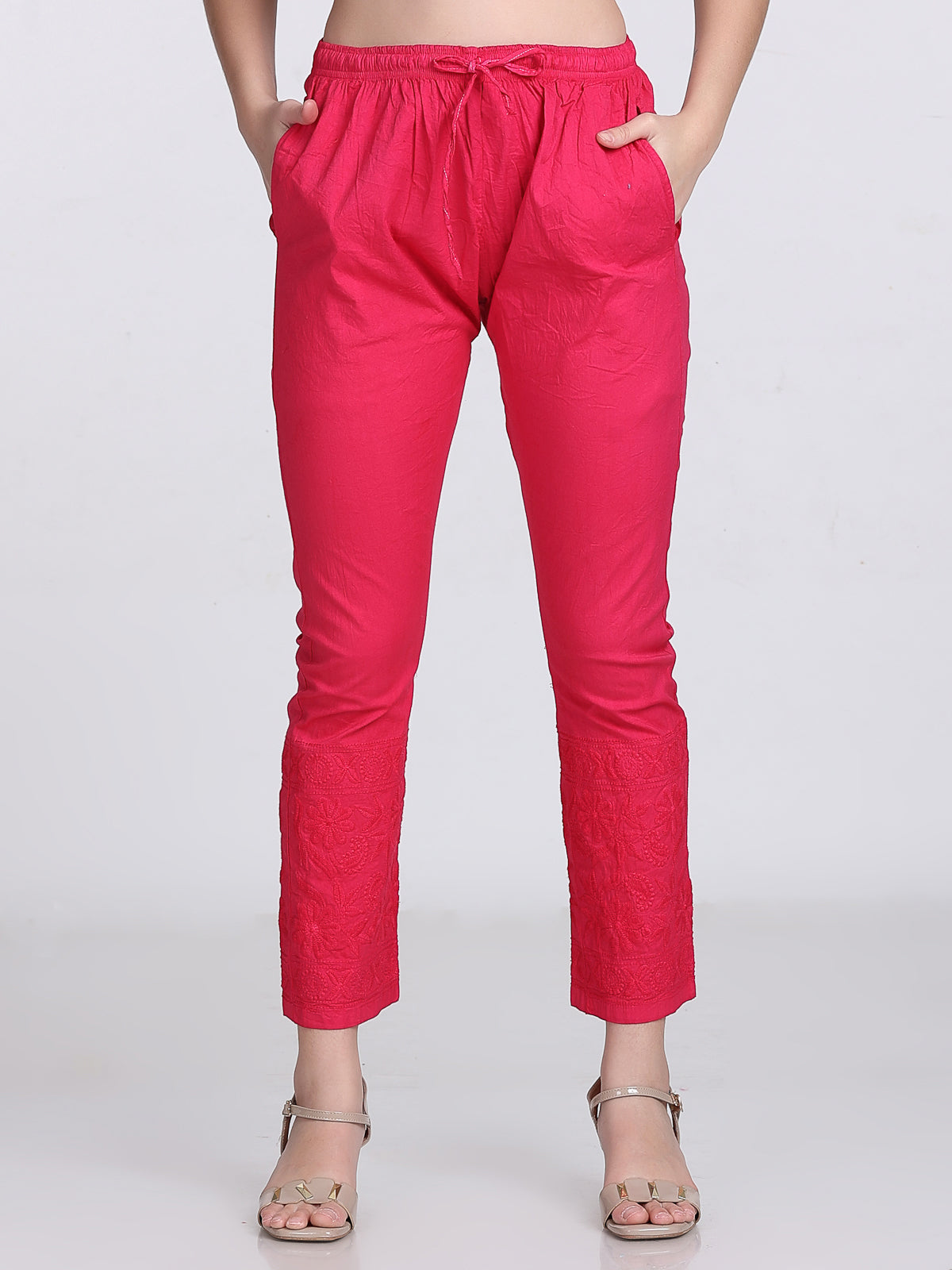 Magenta Kubra Dyed Cotton Kurti & Pant Set
