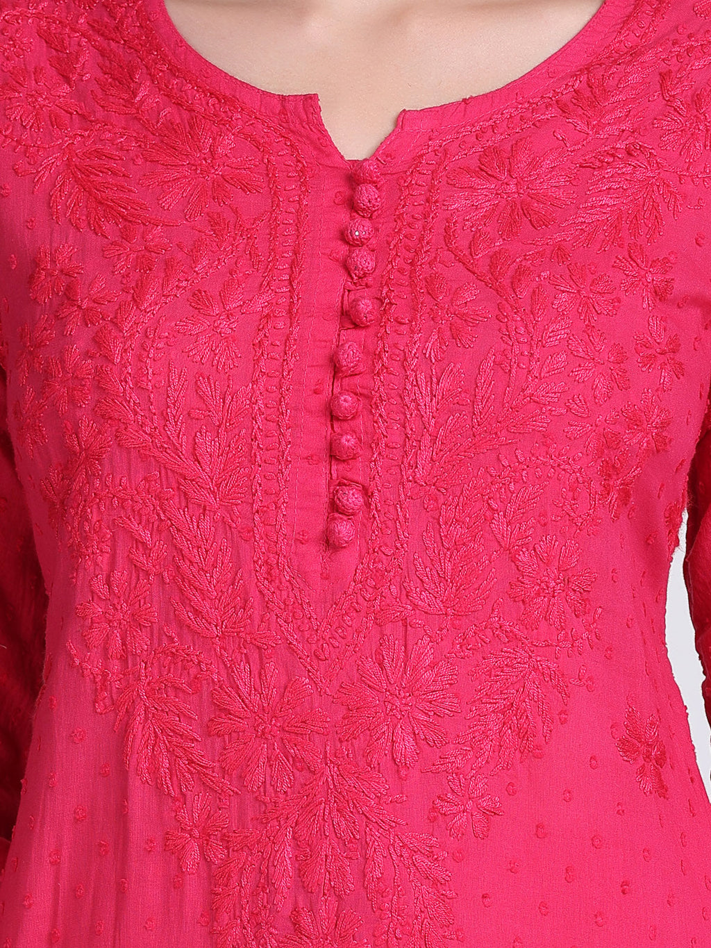 Magenta Kubra Dyed Cotton Kurti & Pant Set