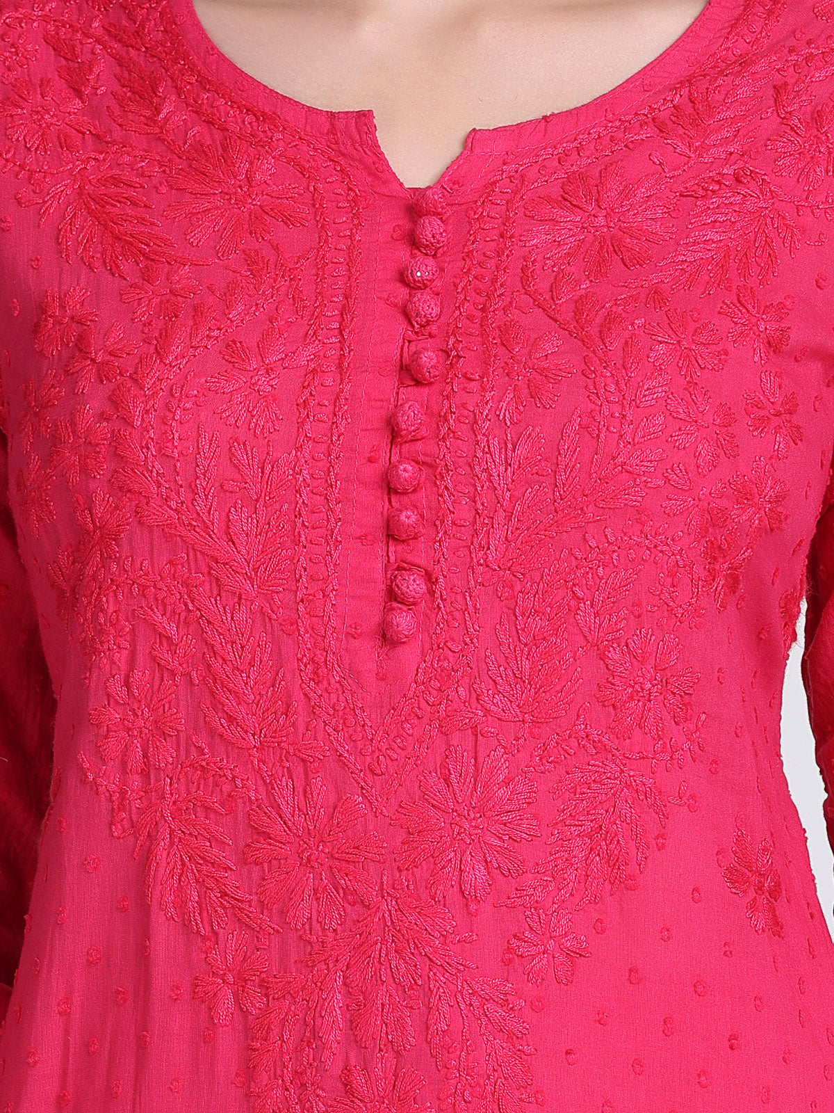 Magenta Kubra Dyed Cotton Kurti & Pant Set