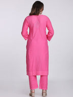 Pink Kubra Dyed Cotton Kurti & Pant Set