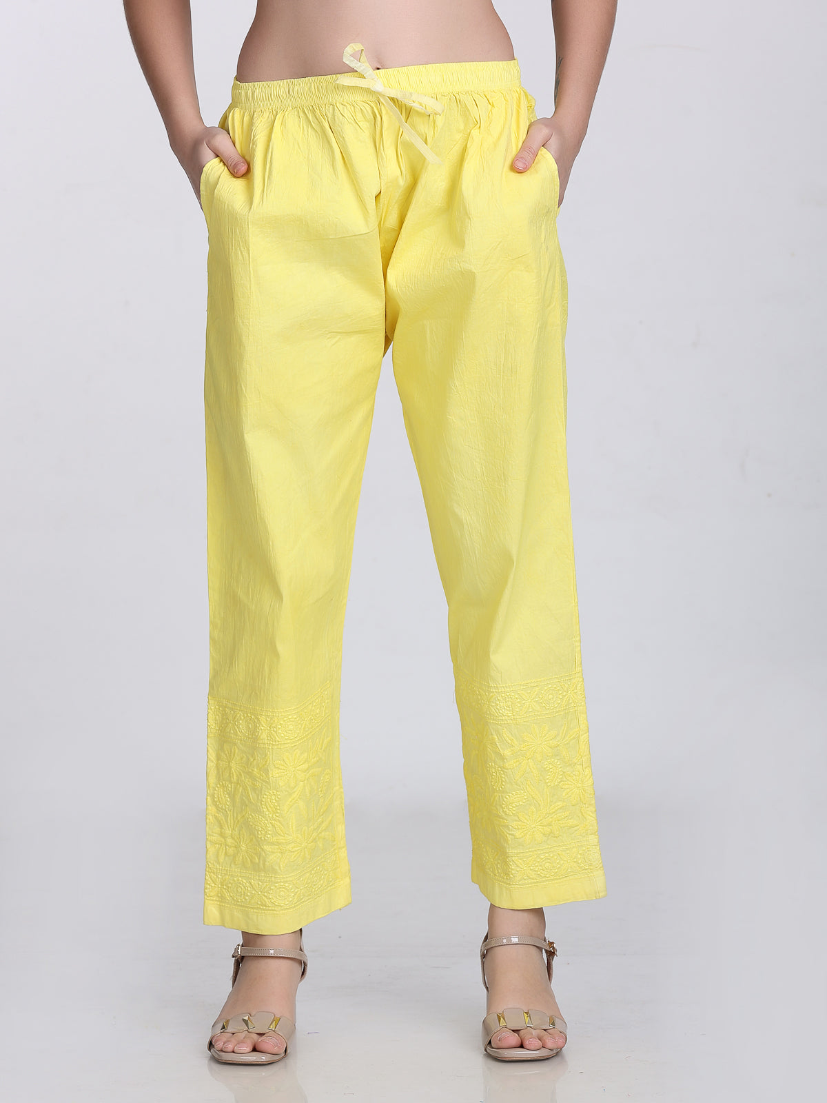 Yellow Kubra Dyed Cotton Kurti & Pant Set