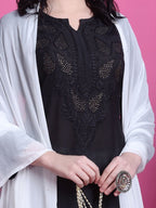 Black Yumna Dyed Chanderi Kurti With Mukesh Work