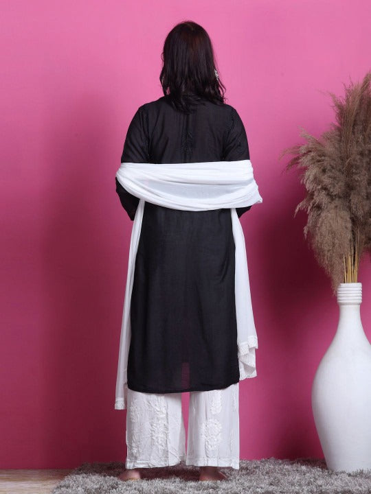 Black Yumna Dyed Chanderi Kurti With Mukesh Work