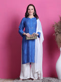 Blue Yumna Dyed Chanderi Kurti With Mukesh Work
