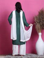 Bottle Green Yumna Dyed Chanderi Kurti With Mukesh Work