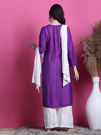 Purple Yumna Dyed Chanderi Kurti With Mukesh Work