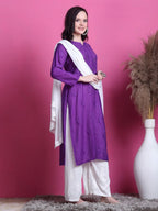 Purple Yumna Dyed Chanderi Kurti With Mukesh Work