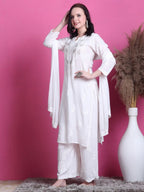 White Yumna Dyed Chanderi Kurti With Mukesh Work