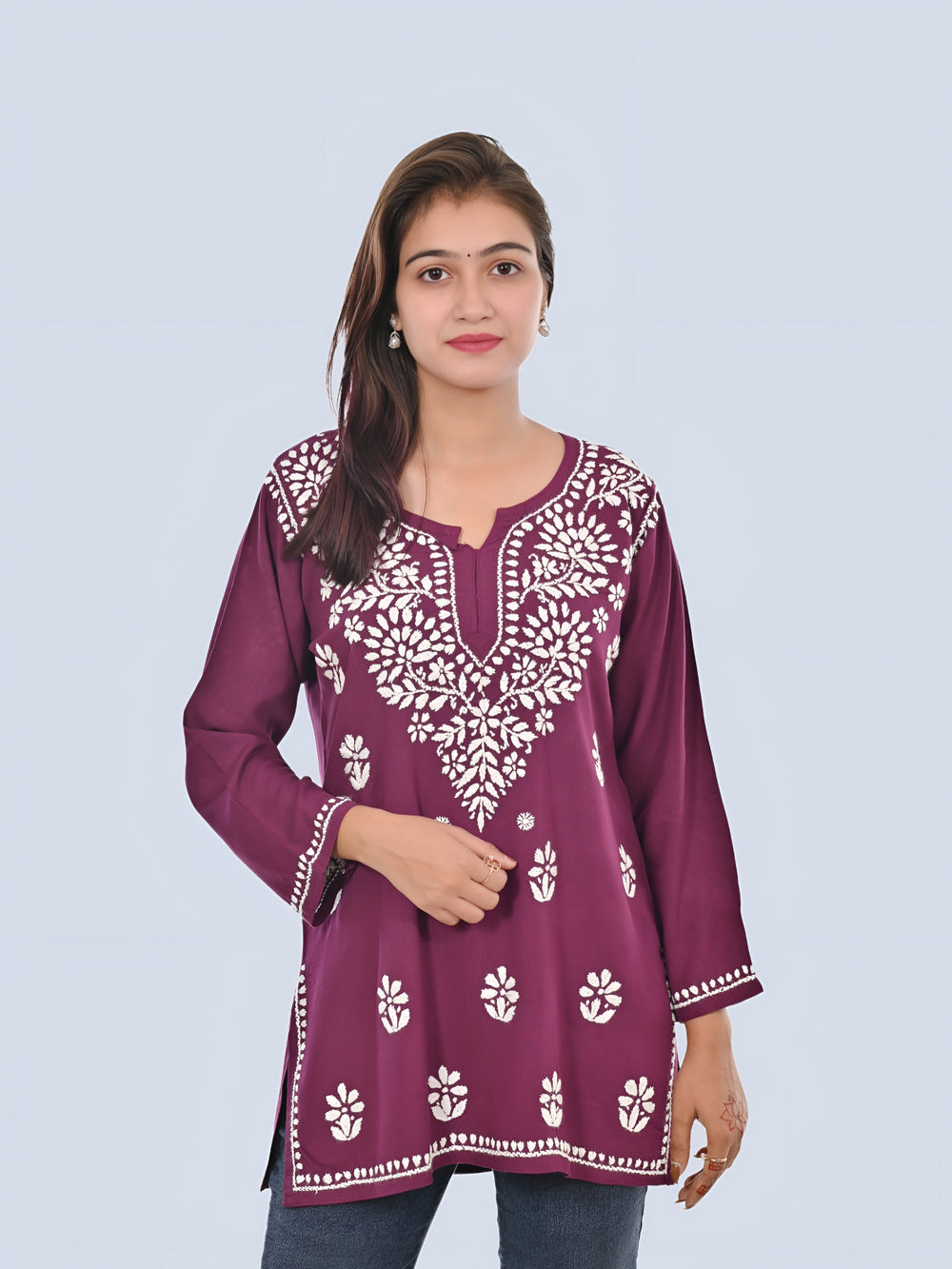 Wine  Rayon Short Top - Comfortable, Breathable Perfect for Every Occasion by malabis